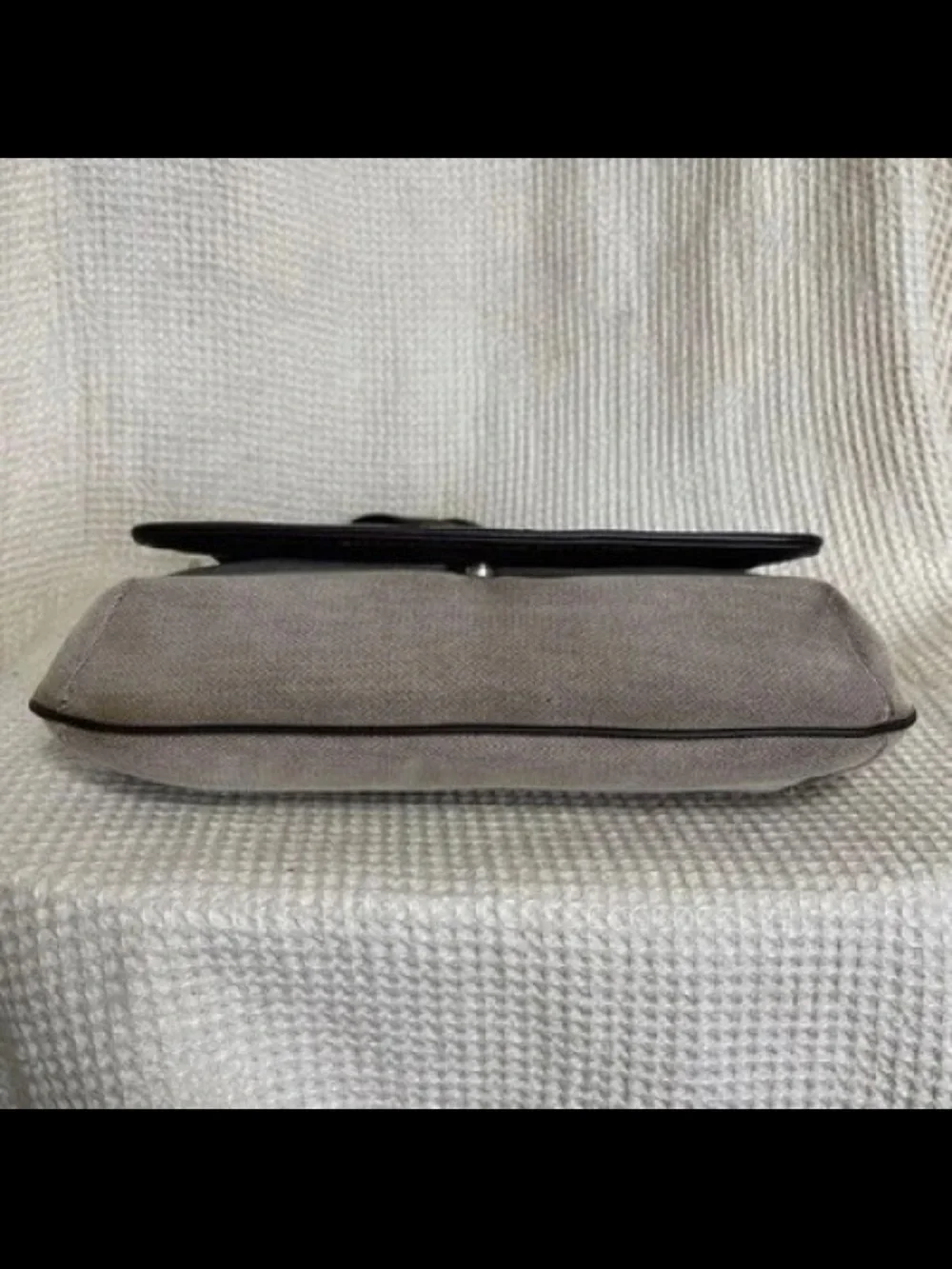 Gucci Taupe Canvas Shoulder Bag with Dark Brown Trim
